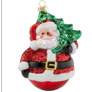 Santa and Yule Tree Delivery Christmas Ornament - 4.5" - 1 of 2