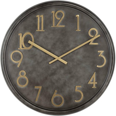 River Parks Studio Parker 35 3/4" Wide Black Metal Wall Clock with Gold Numbers