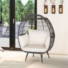 Tangkula Patio Rattan Wicker Lounge Chair Oversized Outdoor Metal Frame Egg Chair w/ 4 Cushions - 2 of 4