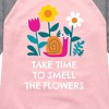 Girls' - Instant Message - Smell The Flowers Snail Shirt Tail Raglan Graphic T-shirt - 2 of 4