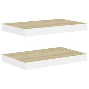 vidaXL Floating Wall Shelves 2 pcs Oak and White 15.7"x9.1"x1.5" MDF - 1 of 1