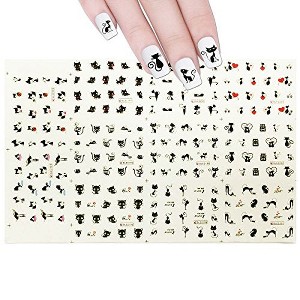 Wrapables Cat Nail Art Cat Water Nail Tattoos Cat Water Transfer Slide Tattoos Nail Decals, Cats (11 Designs/220 Nail Tattoos) - 1 of 4