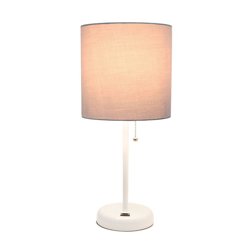 19.5" Bedside USB Port Feature Metal Table Desk Lamp Fabric Shade - Creekwood Home, 2 of 9