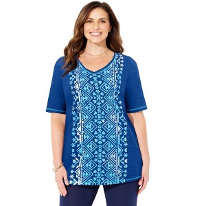 Catherines Women's Plus Size Placement Print Tee - 1 of 4