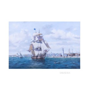 Old Modern Handicrafts Whaler 'Lexington' Leaving Nantucket Canvas Print – Russ Kramer 19th-Century Maritime Art 35x23 in - 1 of 4