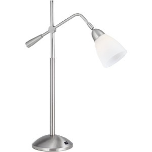 Pacific Coast Lighting 25 3/4" High Modern Desk Lamp Adjustable Height Silver Brushed Nickel Finish Metal Single White Shade Home Office Living Room - 1 of 3