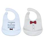 Little Treasure Baby Boy Silicone Bibs 2pk, Charming Handsome, One Size