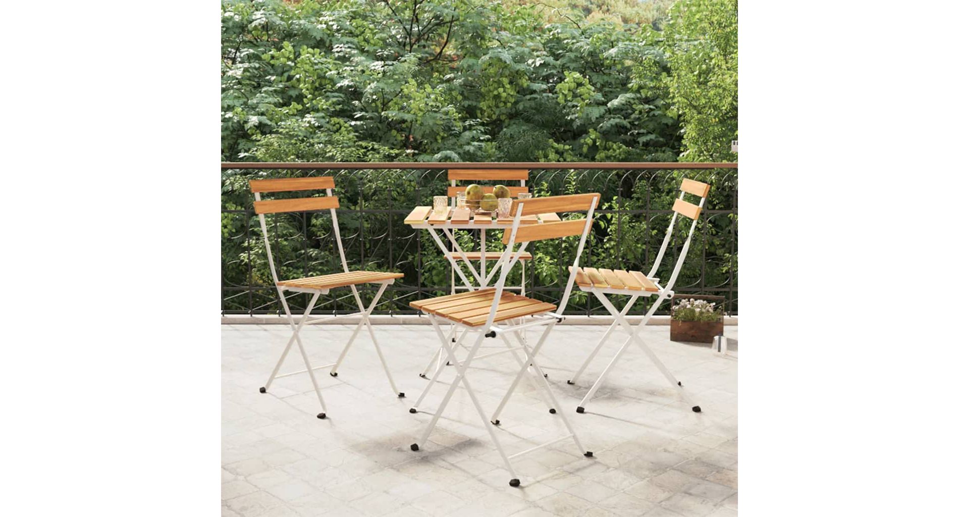 Folding Bistro Chair Set of 4 Natural wood vidaXL