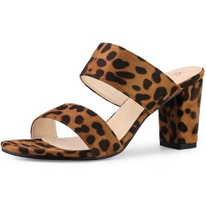 Allegra K Women's Faux Suede Opened Toe Block Heeled Slide Sandals - 1 of 4
