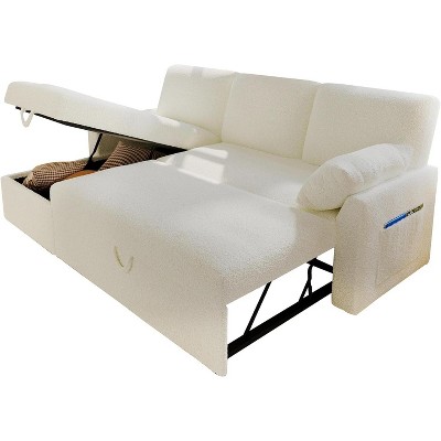 AMERLIFE 2 in 1 Pull Out Sofa Bed with Storage Chaise