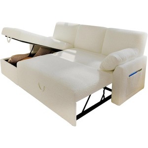 AMERLIFE 2 in 1 Pull Out Sofa Bed with Storage Chaise - 1 of 4