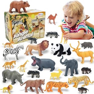 24-Piece Safari & Zoo Animal Figures Set, Realistic Plastic Toys for Educational Play and Birthday Party Supplies - 1 of 4