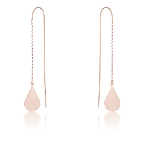 Slickblue Women's Teardrop Drop Earrings, Rose Gold Stainless Steel, Threaded Back, Rhodium Finish, Contemporary Jewelry - image 1 of 3