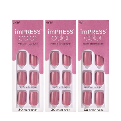 Kiss imPRESS Press-On Manicure Color Fake Nails - Petal Pink - 3pk/90ct