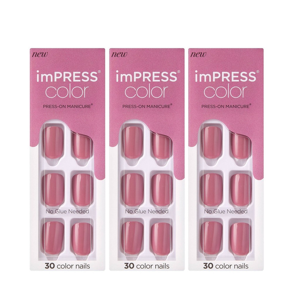 Kiss imPRESS Press-On Manicure Color Fake Nails - Petal Pink - 3pk/90ct