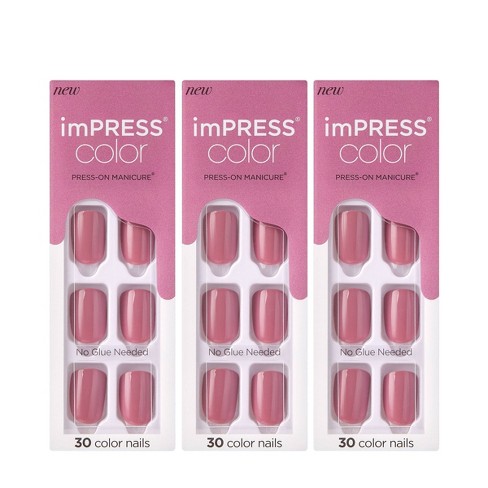 Kiss Impress Press-on Manicure Color Fake Nails - Petal Pink - 3pk/90ct ...