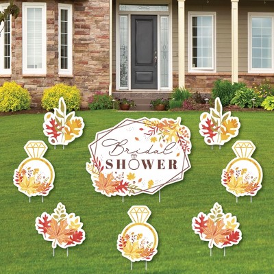 Big Dot of Happiness Fall Foliage Bride - Yard Sign and Outdoor Lawn Decorations - Autumn Leaves Bridal Shower and Wedding Party Yard Signs - Set of 8