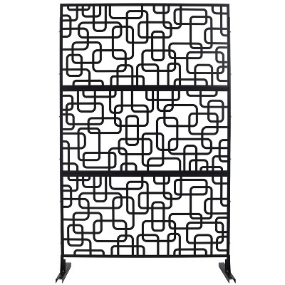 Grungis Matrix Metal Decorative Patio Screens,Freestanding Privacy Screens with Hollow Rectangular Pattern for Patios Outdoor,76" H×48" W