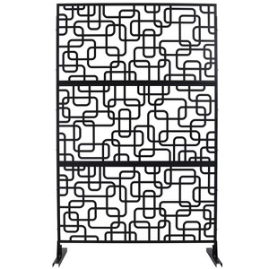 Grungis Matrix Metal Decorative Patio Screens,Freestanding Privacy Screens with Hollow Rectangular Pattern for Patios Outdoor,76" H×48" W - 1 of 4