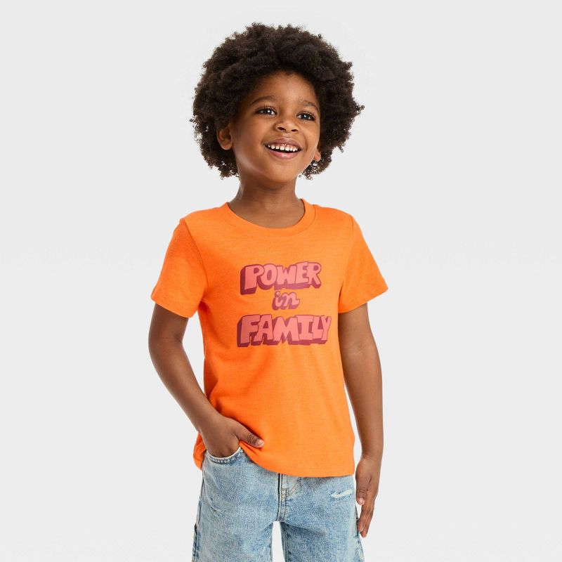Toddler Boys&#39; Short Sleeve Power In The Family Graphic T-Shirt - Cat &#38; Jack&#8482; Orange, 1 of 5