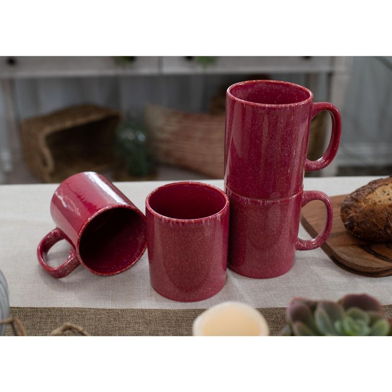 Elanze Designs Reactive 17 ounce Ceramic Straight Body Mugs Set of 4, Maraschino Red, 5 of 6