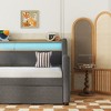 Twin Size Daybed with Storage Drawers, Upholstered Daybed with Charging Station and LED Lights, Twin Size PU Leather Daybed Sofa Bed, Gray Linen - 4 of 4