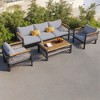 Mshliw 4-Piece Outdoor Sectional Sofa Set with Coffee Table – Patio Furniture with Cushions and Woven Rope Detailing for Garden, Balcony, or Patio - 2 of 4