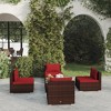 vidaXL 5-Piece Patio Lounge Set - Poly Rattan Outdoor Furniture with Comfortable Cushions and Modular Design, Brown - 2 of 4