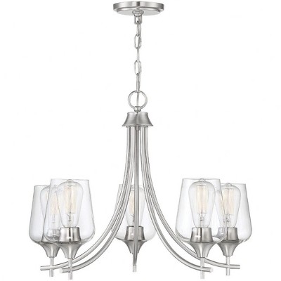 Satin Nickel 5-Light Chandelier with Clear Glass Shades