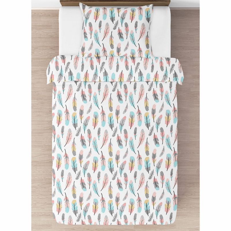 Twin Feather Kids&#39; Comforter Set Gray/Coral - Sweet Jojo Designs, 3 of 9