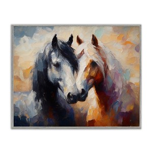 Stupell Industries Hugging Horses Painting Black Framed Giclee Art - 1 of 4