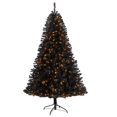 Nearly Natural 7-ft Black Artificial Christmas Tree with 500 Clear LED Lights and 1428 Tips