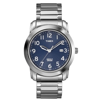 Men s Timex Expansion Band Watch Silver blue T2p132jt Target