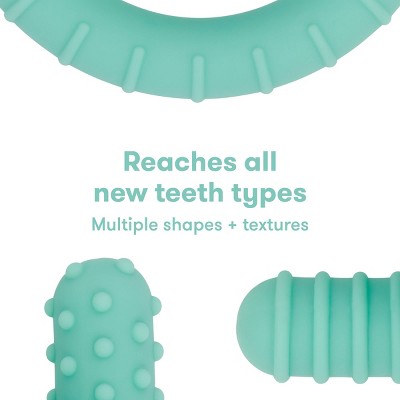 Teal Silicone Baby Teether with Bar Handle