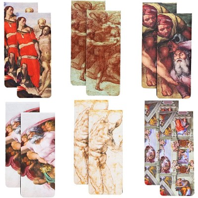 The Gifted Stationary 12 Pieces Michelangelo Magnetic Bookmarks for Books, 6 Designs, 0.8 x 2 in