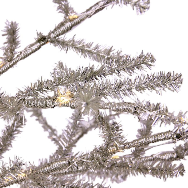 Northlight 3' Pre-Lit LED Silver Tinsel Twig Artificial Christmas Tree - Clear Lights, 3 of 6