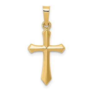 Black Bow Jewelry 14k Yellow Gold Hollow 2D Passion Cross Pendant - 1 of 4