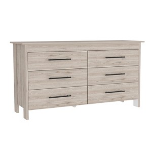 PAGED Modern Chest of Drawers, 6 Drawer Double Dresser with Four Legs, Dresser for Bedroom - 1 of 4