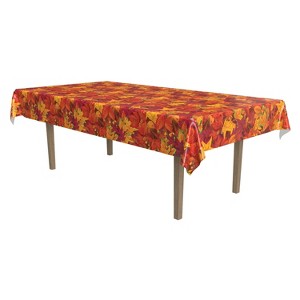 Beistle Fall Leaf table cover, 54" x 108", (2/Pkg) Multicolored - 1 of 3