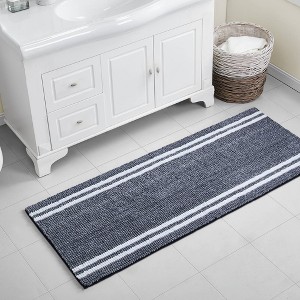 VCNY 24"x60" Hotel Striped Noodle Bath Runner Navy/White - 1 of 2