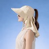 Anna-Kaci Womens Wide Brim Sun Hat UV Protection Flap Design with Back Bow Detail and Adjustable Chin Strap - 3 of 4
