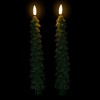 Northlight Flickering LED Flameless Wax Tapered Christmas Tree Candles - 9.75" - Green - Set of 2 - 4 of 4
