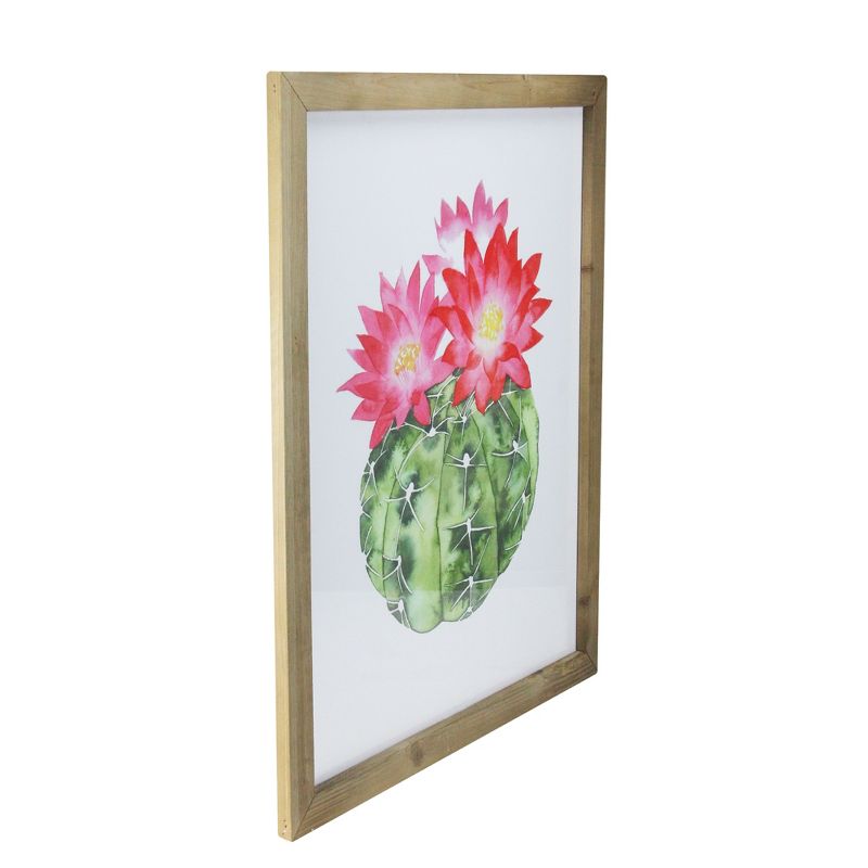 Raz Imports 24" Green and Pink Cactus Decorative Wooden Framed Print Wall Art, 2 of 4