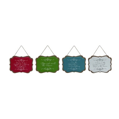 Transpac MDF Garden Sentiment Decor Set of 4 Spring Home Decorations