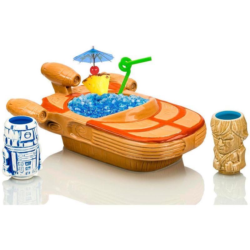 Beeline Creative Geeki Tikis Star Wars Landspeeder Punch Bowl with Luke and R2-D2 Mini Muglets, 1 of 7