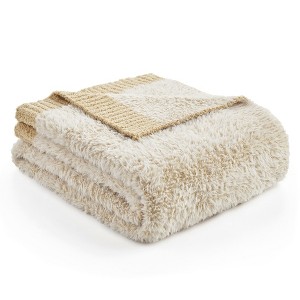Amelie Home Reversible Plush Knit Throw Blanket - Soft & Cozy Feather Yarn Design - 1 of 4
