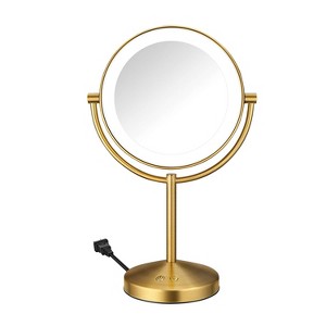 Lighted Makeup Mirror, Double-Sided LED Vanity Mirror with 1X/10X Magnification, 3 Light Settings, 3 Modes, 360° Rotation - 1 of 4