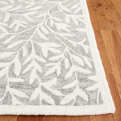 Ivory and Gray Floral Hand-Tufted Wool Runner Rug