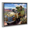 Stupell Industries Dogs Driving Vintage Rustic Truck with Horse Trolley Floating Frame Canvas Art, Gray, 31" x 25" - 2 of 4