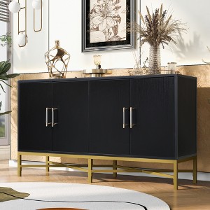 62.2"W Retro 4-Door Sideboard Buffet Servers, Storage Cabinet with Metal Handle and Cross-Leg 4S - ModernLuxe - 1 of 4